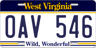 WV license plate OAV546