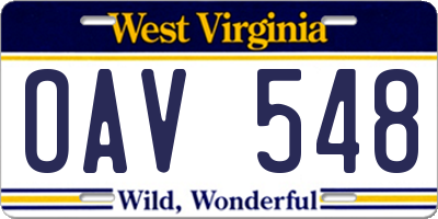 WV license plate OAV548