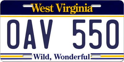 WV license plate OAV550