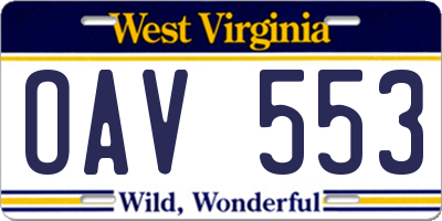 WV license plate OAV553