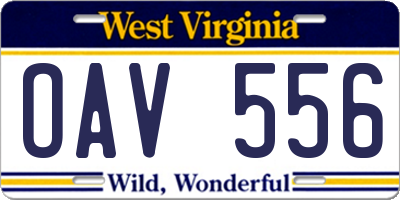 WV license plate OAV556