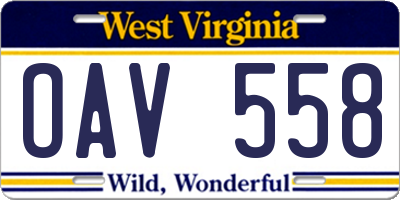 WV license plate OAV558