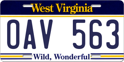WV license plate OAV563