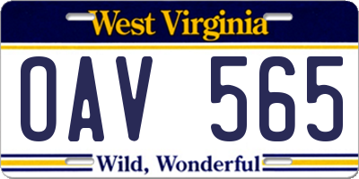 WV license plate OAV565