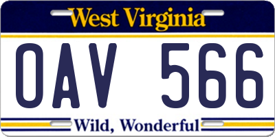 WV license plate OAV566