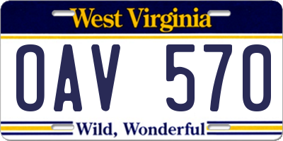WV license plate OAV570