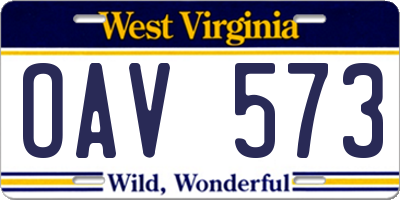 WV license plate OAV573