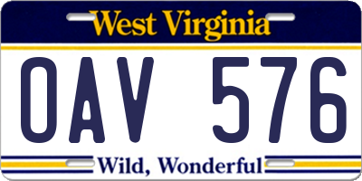 WV license plate OAV576