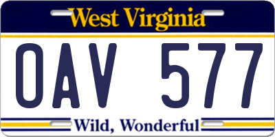 WV license plate OAV577