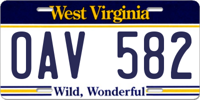 WV license plate OAV582