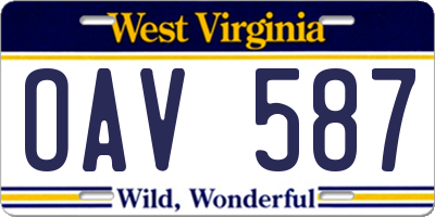 WV license plate OAV587