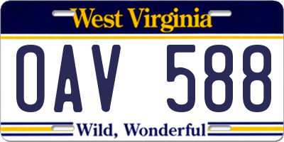WV license plate OAV588