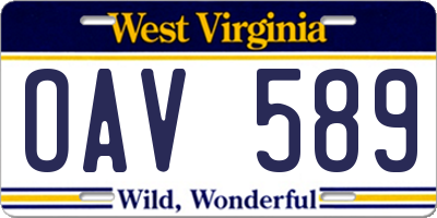 WV license plate OAV589