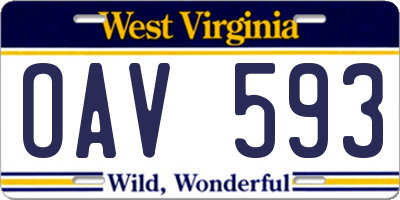 WV license plate OAV593