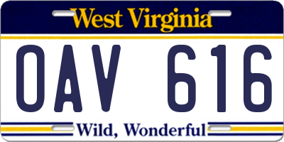 WV license plate OAV616