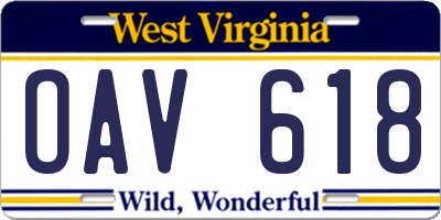 WV license plate OAV618