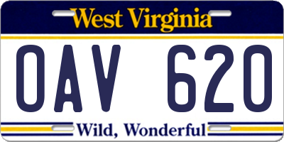 WV license plate OAV620