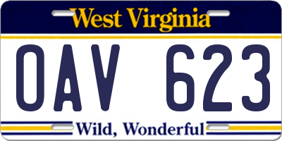 WV license plate OAV623