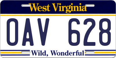 WV license plate OAV628