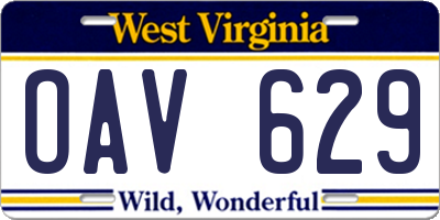 WV license plate OAV629