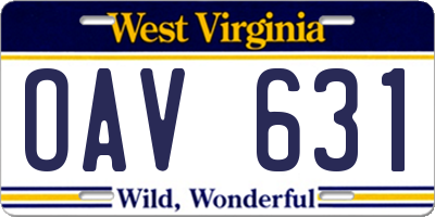 WV license plate OAV631
