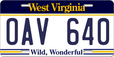 WV license plate OAV640