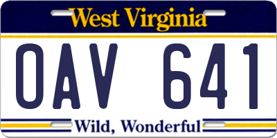 WV license plate OAV641