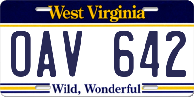 WV license plate OAV642
