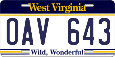 WV license plate OAV643