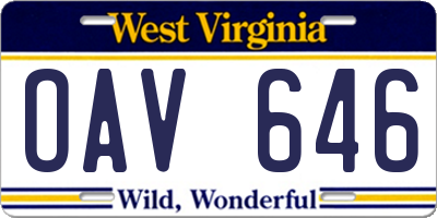 WV license plate OAV646