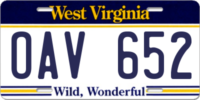 WV license plate OAV652