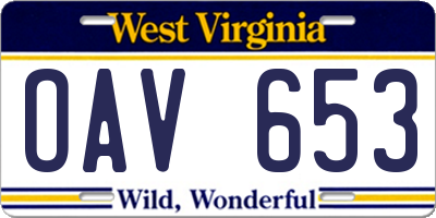 WV license plate OAV653