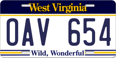 WV license plate OAV654