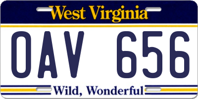 WV license plate OAV656