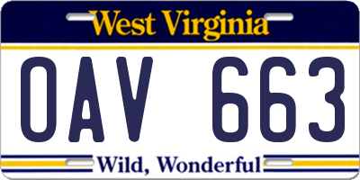 WV license plate OAV663