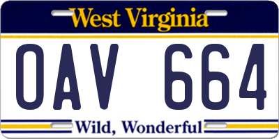 WV license plate OAV664
