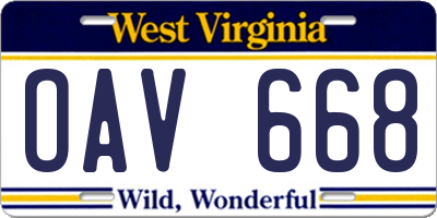 WV license plate OAV668