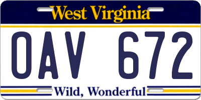 WV license plate OAV672