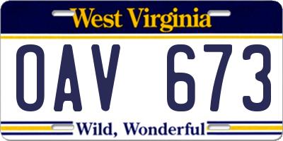 WV license plate OAV673