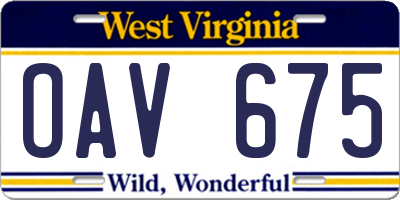 WV license plate OAV675
