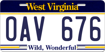 WV license plate OAV676