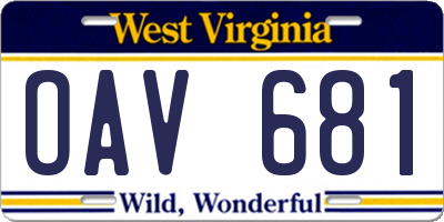 WV license plate OAV681