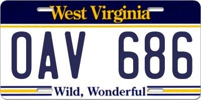 WV license plate OAV686