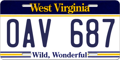WV license plate OAV687