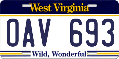 WV license plate OAV693
