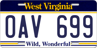 WV license plate OAV699