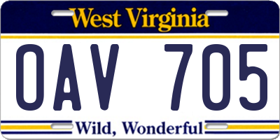 WV license plate OAV705
