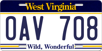 WV license plate OAV708