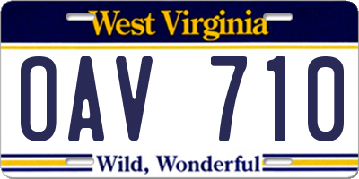WV license plate OAV710