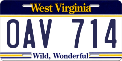 WV license plate OAV714